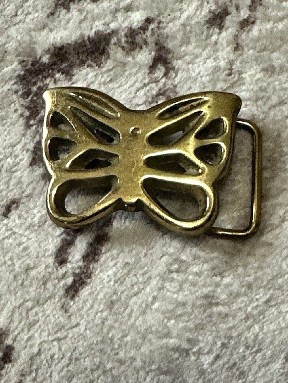 Vintage 1970s Solid Brass Butterfly Cutout Belt Buckle